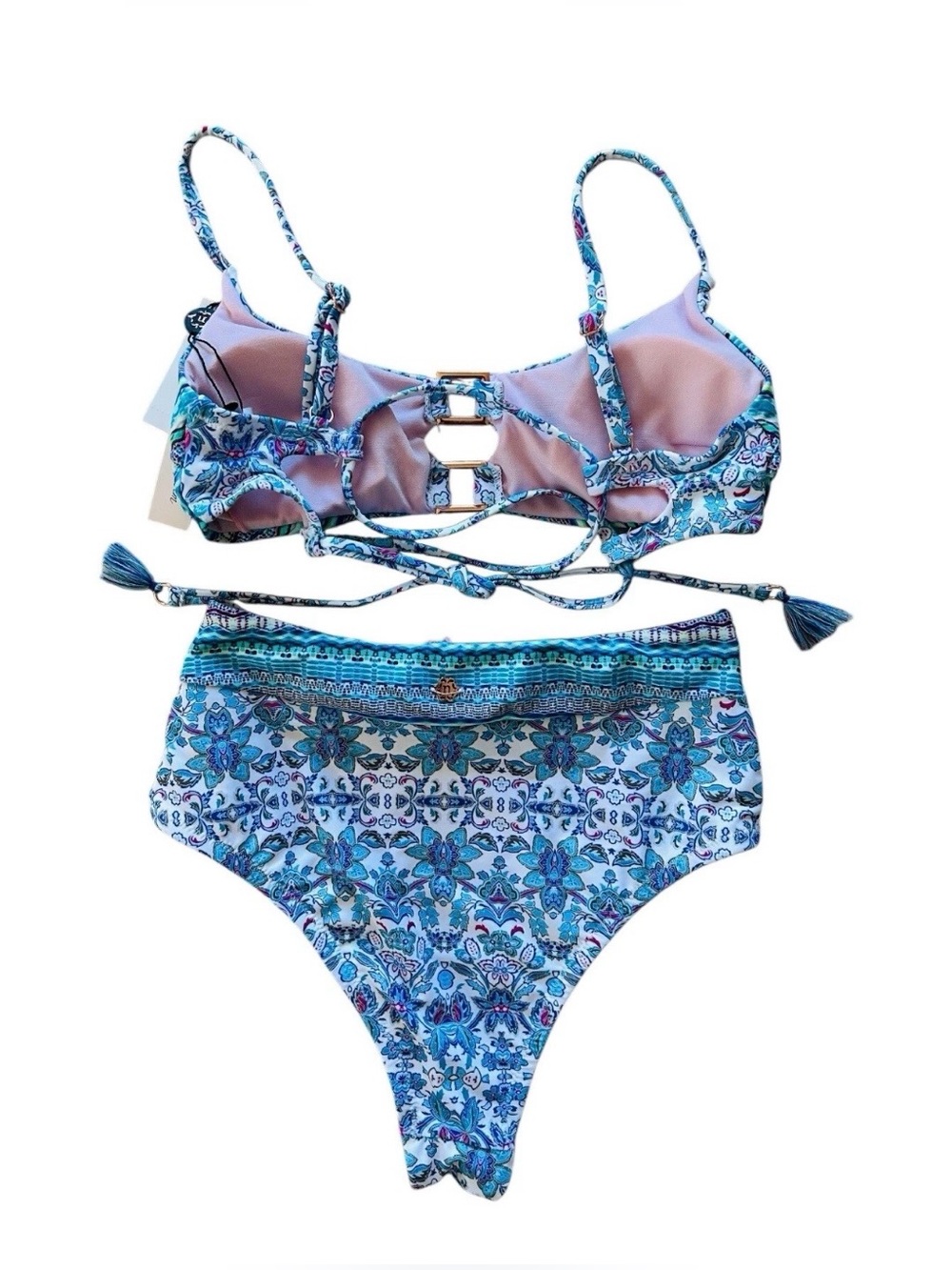 NANETTE LEPORE Iris Bralette 2 Pc Boho Bikini Swimsuit Sz 4 NWT High Waist Beach - Picture 7 of 8